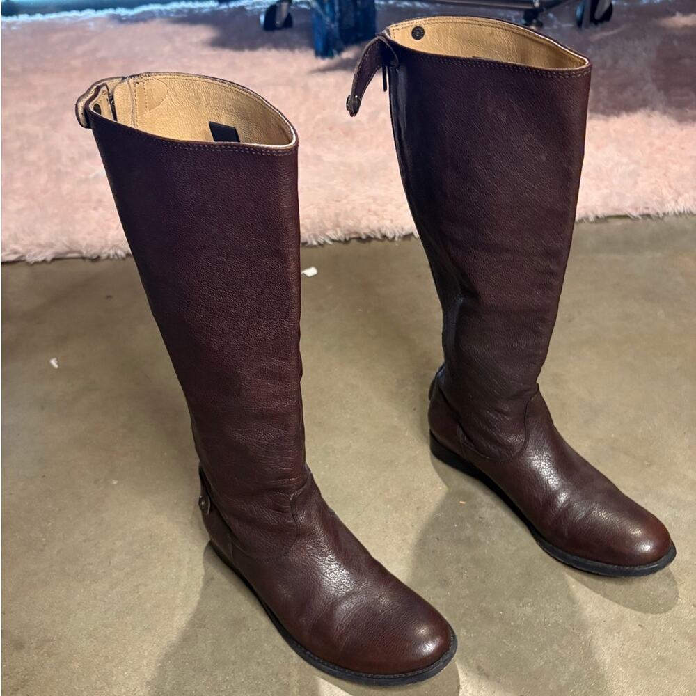 Frye High Leather Boots Womens  Sz 8 Vintage  Brown